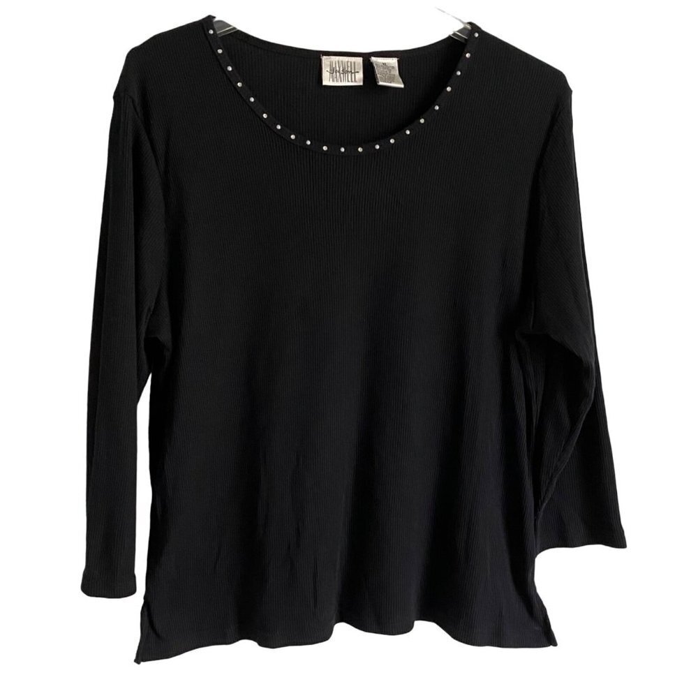 Jason Maxwell Black Pullover Sweater Embellished Neckline Women's XL